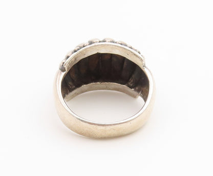 925 Sterling Silver Vintage Ring Chunky Ribbed Scalloped Dome  Sz 7.5  RG36655