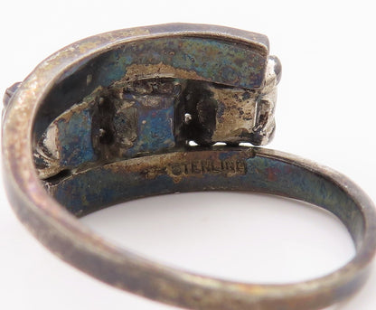 925 Sterling Silver Vintage Ring UNCAS Antique Multi Shape CZ Band Sz 9 RG33531