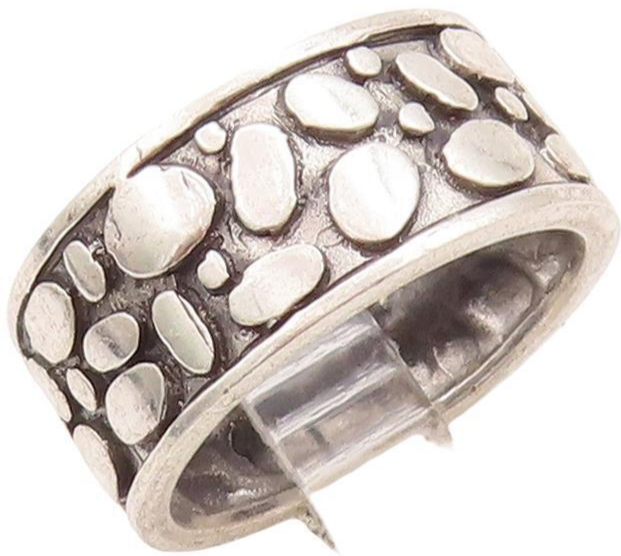 925 Sterling Silver Vintage Ring Minimalist Bubble Effect Etched  Sz 8  RG28652