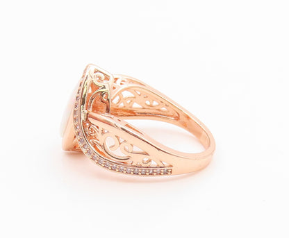 925 Sterling Silver Vintage Ring Gold Plated Fire Opal & CZ Band  Sz 8  RG35717