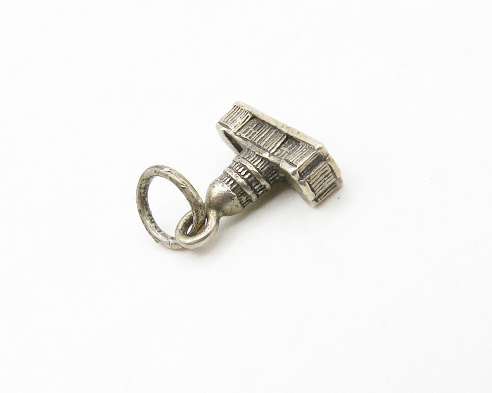 925 Sterling Silver  Vintage Petite Capitol Building Dark Tone Pendant PT13478