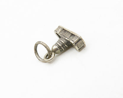 925 Sterling Silver  Vintage Petite Capitol Building Dark Tone Pendant PT13478