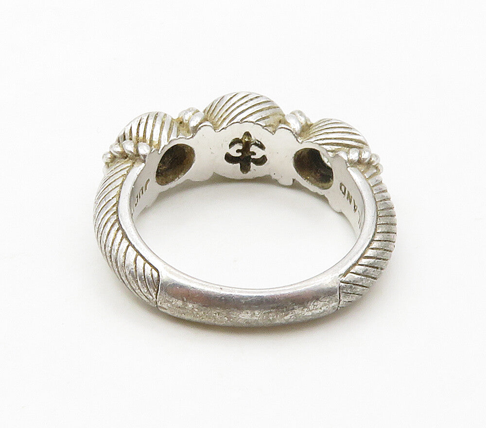 JUDITH RIPKA 925 Silver  Vintage Cubic Zirconia Twist Band Ring Sz 6  RG16703