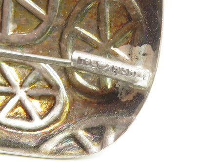 TOL FINLAND 925 Silver  Vintage Modernist 2 Tone Patterned Brooch Pin  BP6747