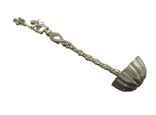 925 Sterling Silver  Vintage Dark Tone Lion Floral Decorative Spoon  TR1484