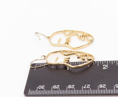 925 Sterling Silver Vintage Earrings Gold Plated 2 Sided Male Female  EG13614