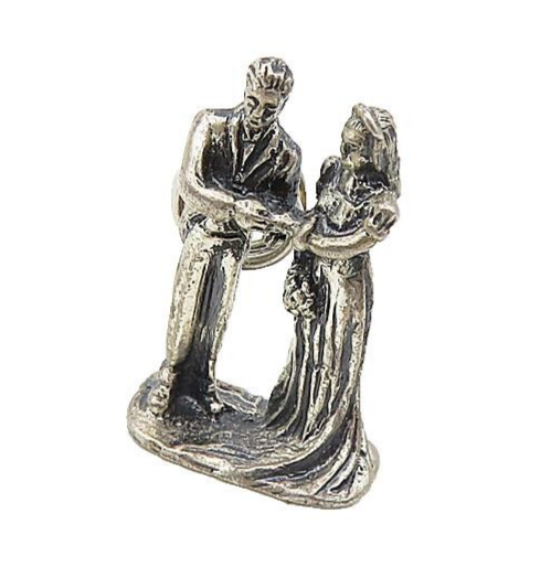 925 Sterling Silver  Vintage Oxidized Married Couple Statue Pendant  PT6582
