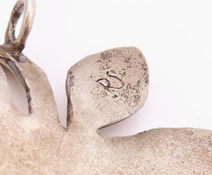 925 Sterling Silver Vintage Pendant Designer Large Bitten Apple  PT24736