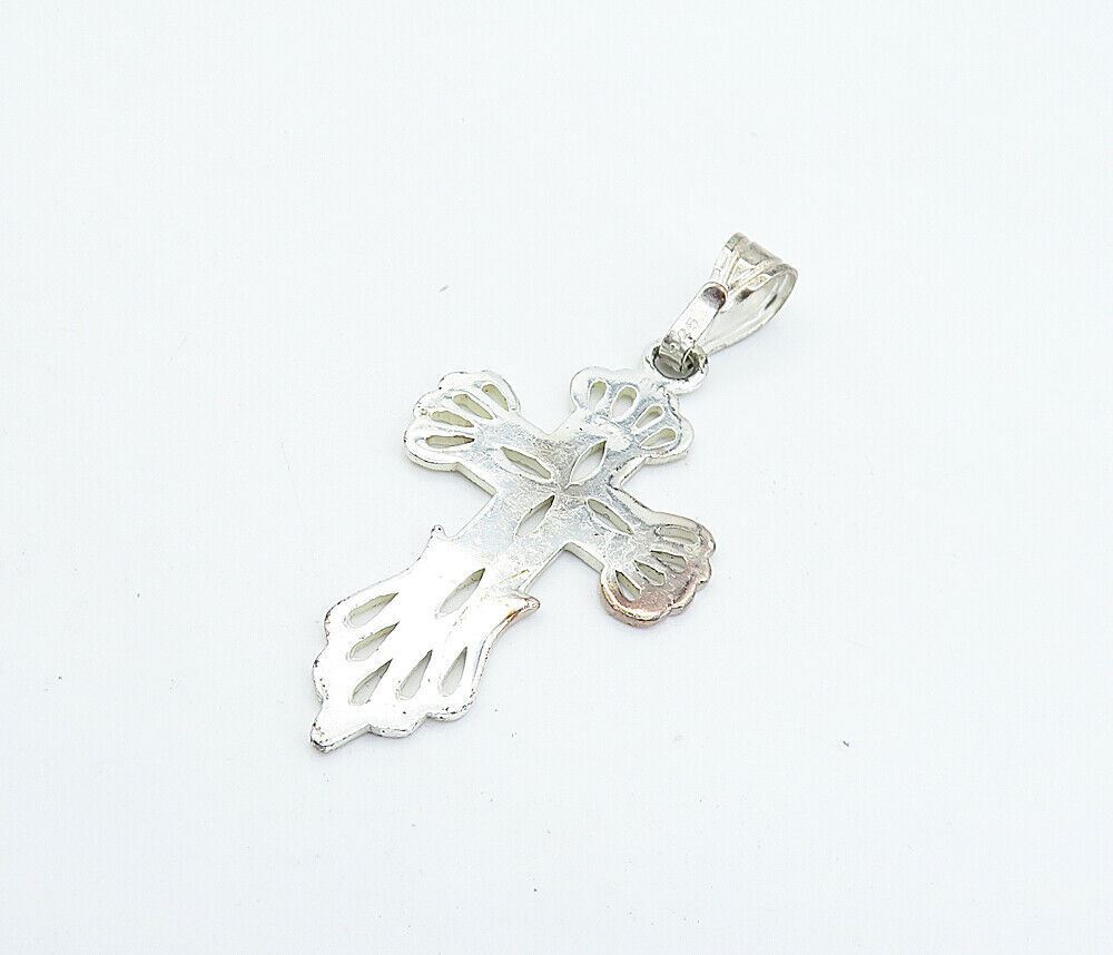 925 Sterling Silver  Vintage Cutout Design Religious Cross Pendant  PT4934