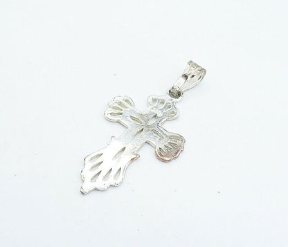 925 Sterling Silver  Vintage Cutout Design Religious Cross Pendant  PT4934