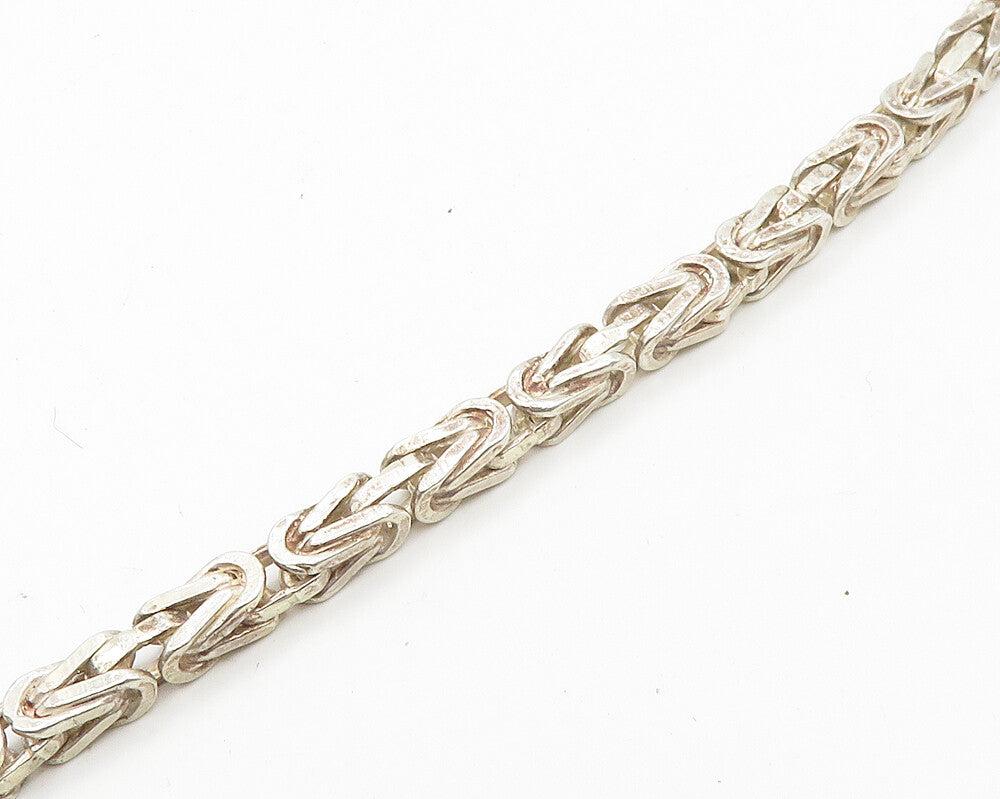 925 Sterling Silver  Vintage Shiny Byzantine Link Chain Necklace  NE2849
