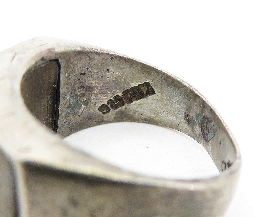 MEXICO 925 Sterling Silver Vintage Rustic Wooden Band Ring Sz 9.5 RG5849