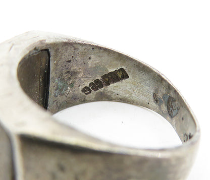 MEXICO 925 Sterling Silver Vintage Rustic Wooden Band Ring Sz 9.5 RG5849