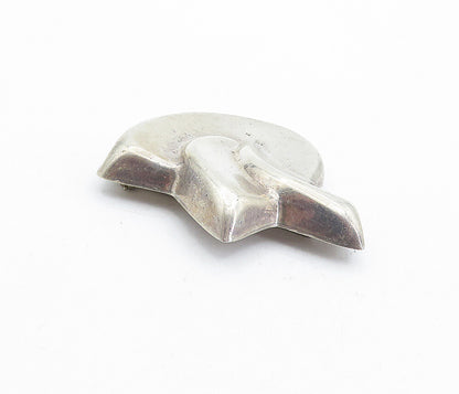 MEXICO 925 Sterling Silver  Vintage Shiny Hollow Modernist Brooch Pin  BP1813