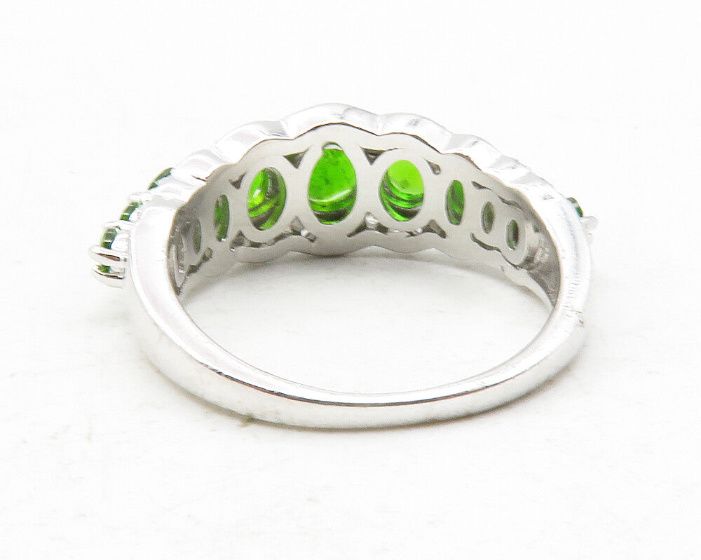 925 Sterling Silver  Peridot & Topaz Graduated Shiny Band Ring Sz 6  RG12229