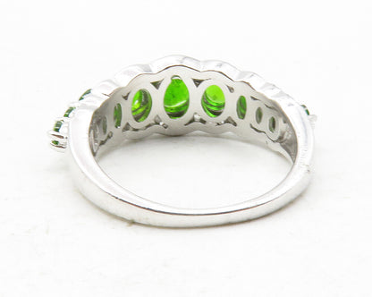 925 Sterling Silver  Peridot & Topaz Graduated Shiny Band Ring Sz 6  RG12229