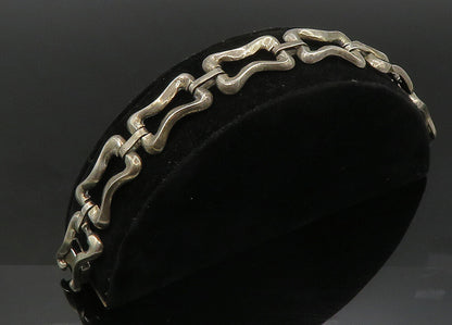 MEXICO 925 Sterling Silver  Vintage Shiny Hinge Link Chain Bracelet  BT8949