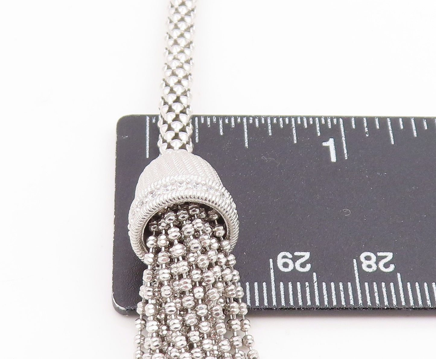 925 Sterling Silver Vintage Necklace JUDITH RIPKA CZ Elegant Tassel Chain NE4857