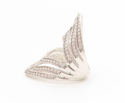 925 Sterling Silver Vintage Ring Channel Set CZ Multi Layer Band  Sz 6  RG35059