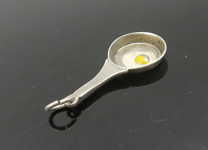 925 Sterling Silver  Vintage Fried Egg In Pan Petite Pendant  PT18875