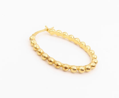 925 Sterling Silver Vintage Earrings Gold Plated Classic Beaded Hoop  EG14239