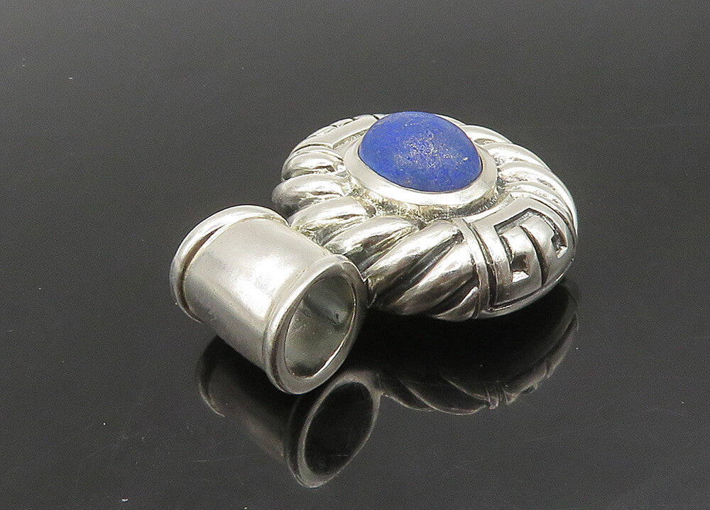 925 Sterling Silver  Vintage Cabochon Lapis Lazuli Oval Swirl Pendant  PT19327