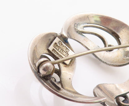 925 Sterling Silver Vintage Brooch DENMARK Swirly Floral Design Cutout  BP11711