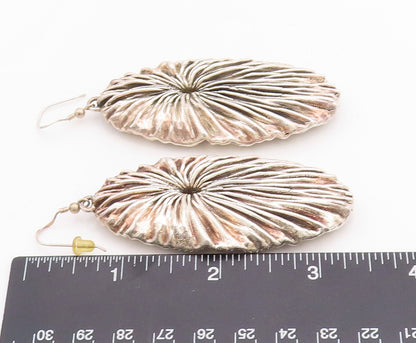 925 Sterling Silver Vintage Earrings ISRAEL Large Oval Brutalist Grooved EG13232