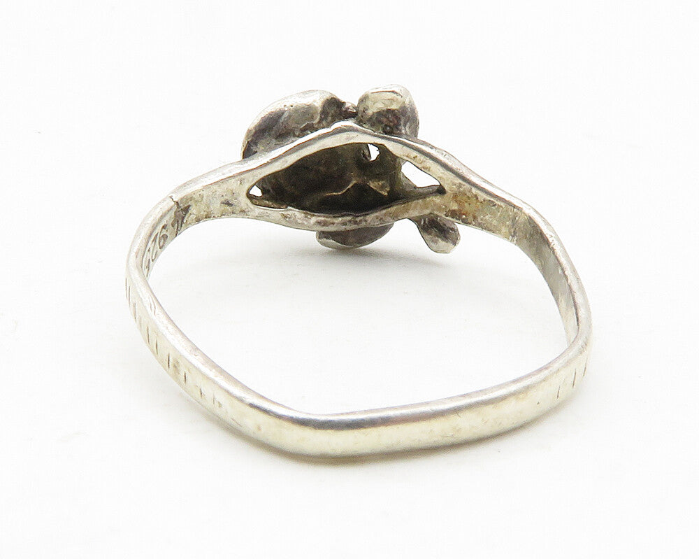 LAUREN CONRAD 925 Silver  Rose Flower Motif Bypass Band Ring Sz 6  RG11739