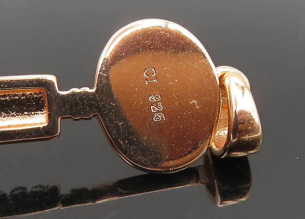 925 Sterling Silver  Vintage Crystal Rose Gold Plated Key Pendant  PT17409