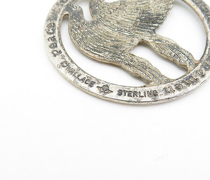 WALLACE STERLING 925 Silver  Vintage Oxidized Peace Doves Pendant  PT2595