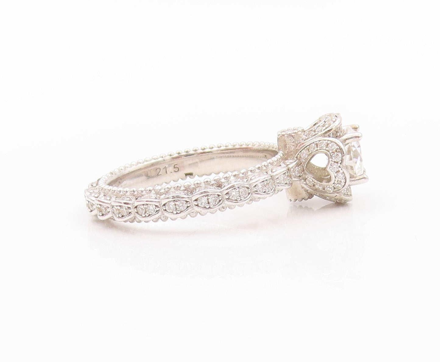 925 Sterling Silver Vintage Ring CZ Inlay Wedding Ring  Sz 9.5  RG32645