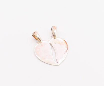 925 Sterling Silver  Vintage Shiny Split Love Heart Drop Pendant  PT18611