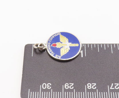 925 Sterling Silver Vintage Pendant Blue Enameled Air Training Badge  PT22699