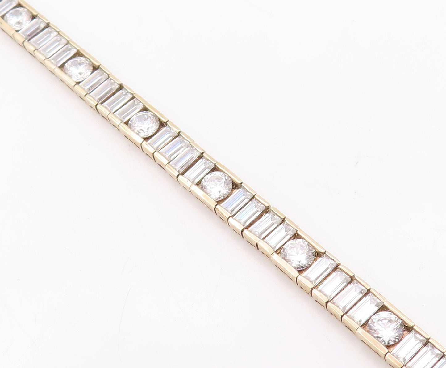 925 Sterling Silver Vintage Bracelet Gold Plated CZ Tennis Bracelet  BT10802