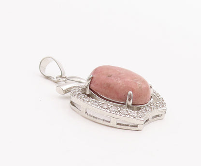 925 Sterling Silver Vintage Pendant Solid 2 Tone Gemstones Beaded Apple PT22842
