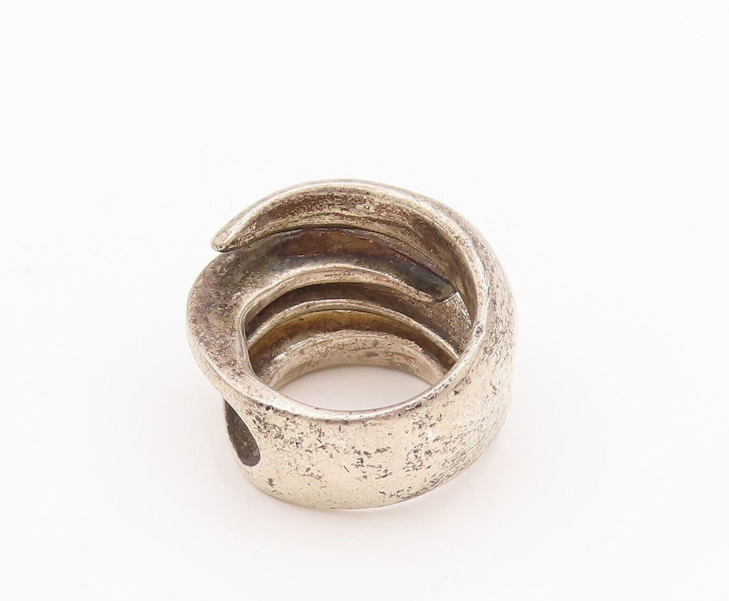 925 Sterling Silver Vintage Ring Designer Cutout Spikes Bypass  Sz 8  RG28214