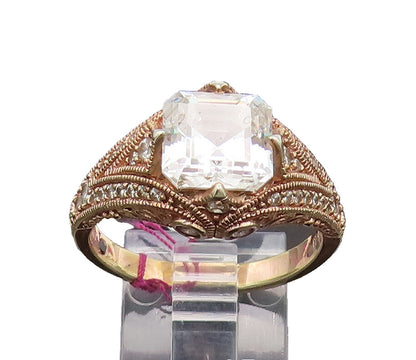 VANNA K 925 Silver  Vintage Gold Plated Filigree Carved CZ Ring Sz 11  RG27041