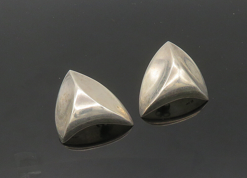 925 Sterling Silver & 14K GOLD  Vintage Shiny Modernist Drop Earrings  EG10417