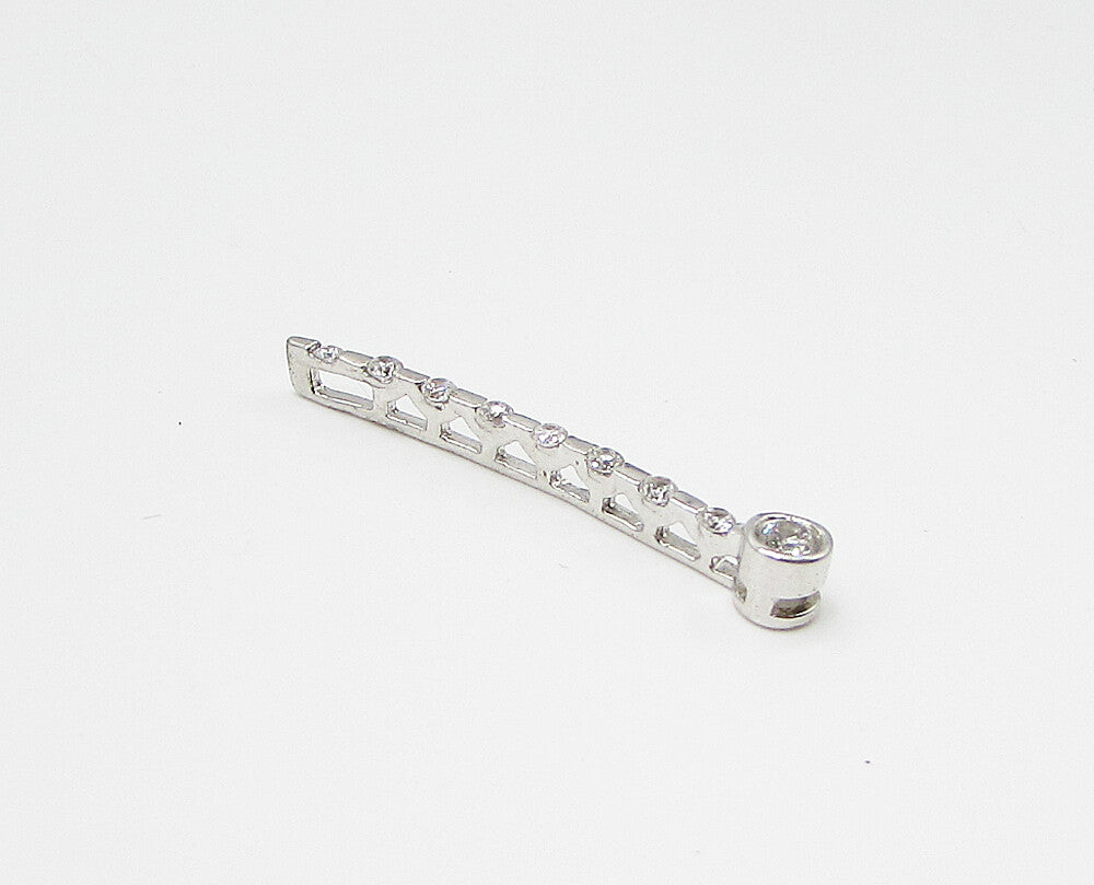 925 Sterling Silver  Long White Cubic Zirconia Slider Drop Pendant  PT2134