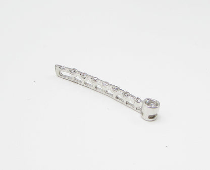 925 Sterling Silver  Long White Cubic Zirconia Slider Drop Pendant  PT2134