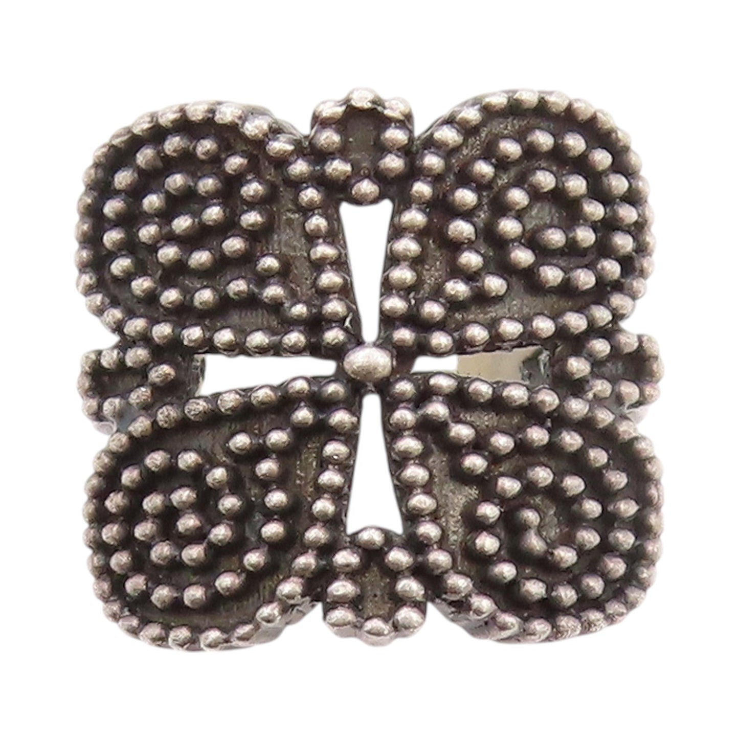 925 Sterling Silver Vintage Ring Antique Dark Tone Beaded Flower  Sz 7.5 RG32400