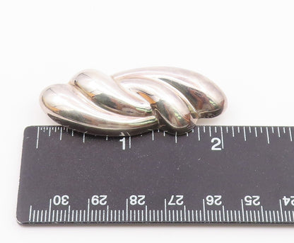 MEXICO 925 Sterling Silver  Vintage Shiny Hollow Swirl Brooch Pin  BP4314