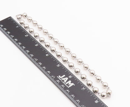 925 Sterling Silver Vintage Necklace Geometric Sphere Beaded Link Chain  NE4670