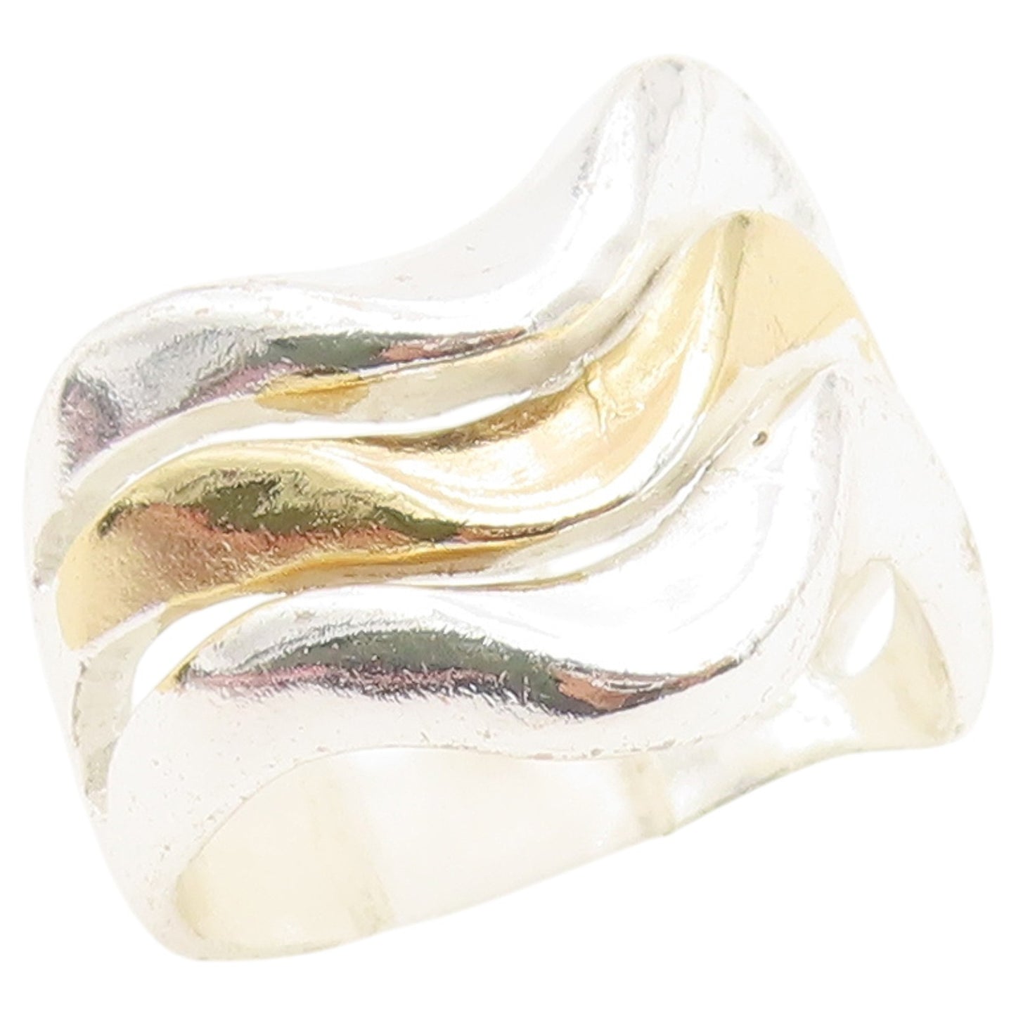 925 Sterling Silver Vintage Ring SILPADA Two Tone Classic Wave  Sz 6.5  RG36767