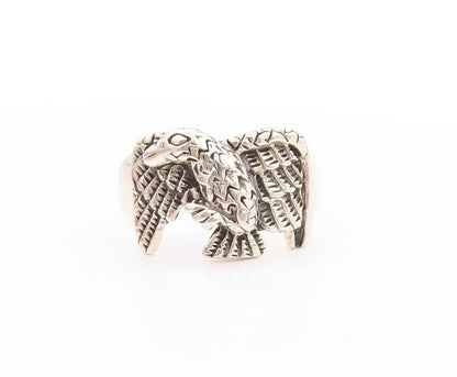 925 Sterling Silver Vintage Ring Designer Dark Tone Flying Eagle Sz 14.5 RG32863