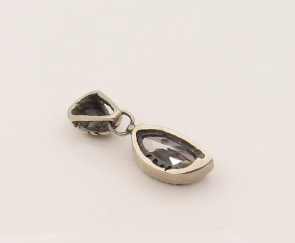 14K GOLD & 925 Silver  Vintage 2 Tone Marquise Cubic Zirconia Pendant  PT21954
