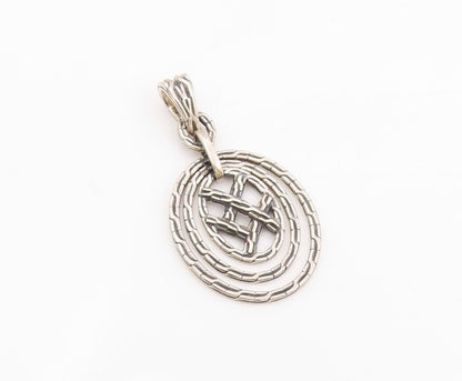 925 Sterling Silver Vintage Pendant Modernist Intricate Celtic Knot  PT25518
