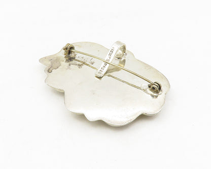 MEXICO 925 Sterling Silver  Vintage Shiny Hollow Flower Brooch Pin  BP4286