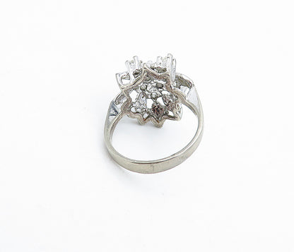 925 Sterling Silver  Vintage Topaz Floral Dome Cocktail Ring Sz 6.5  RG5225